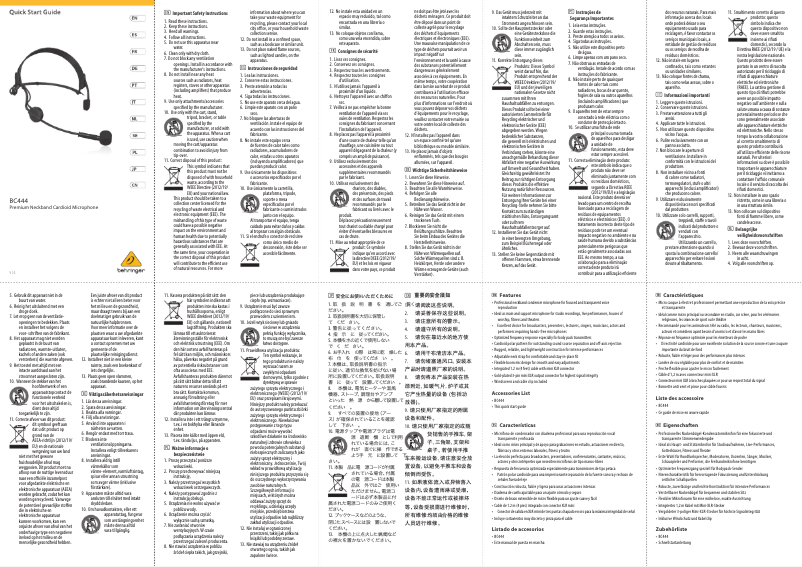 Page n°1 - Manuel utilisateur Behringer BC444