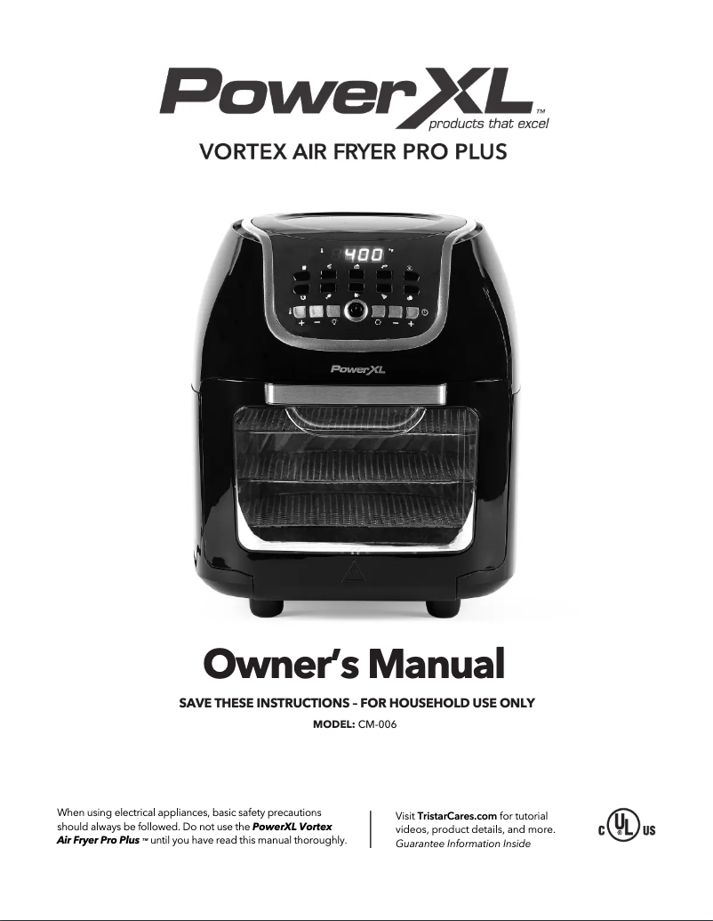 Page 1 de la notice Manuel utilisateur PowerXL Vortex Air Fryer Pro Plus CM-006