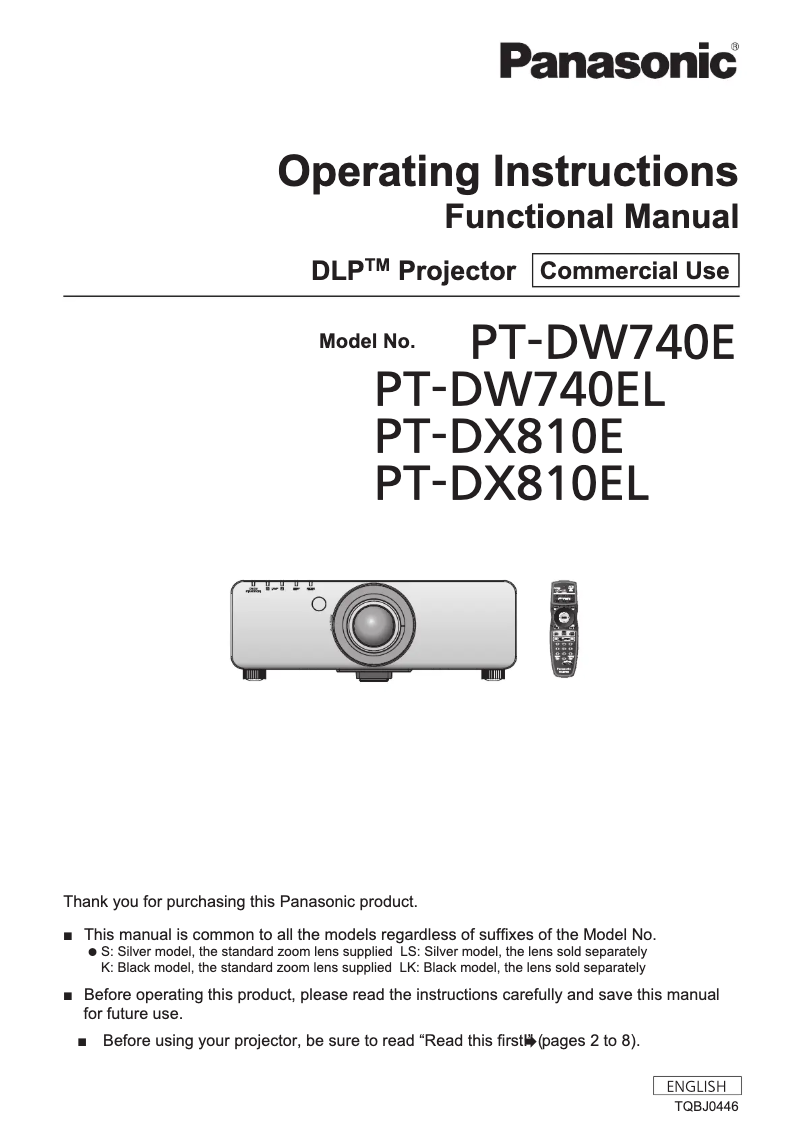 First page image of the manual for PT-DW740