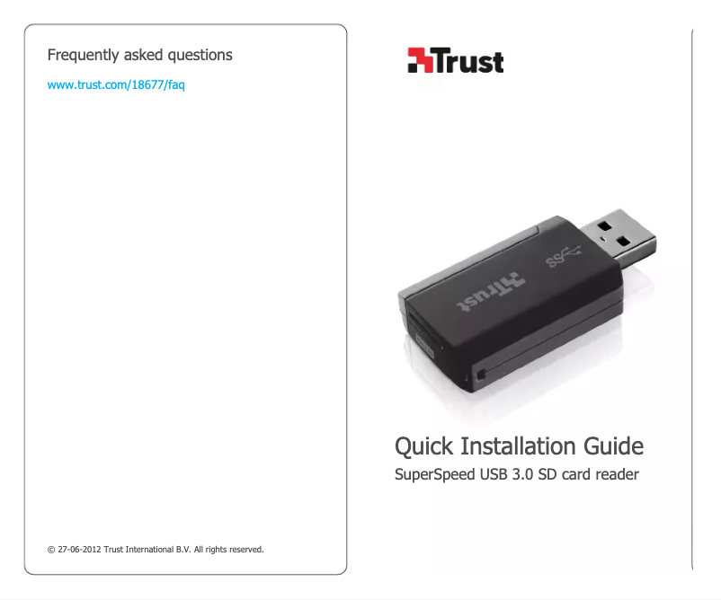 Page 1 de la notice Manuel utilisateur Trust Superspeed USB 3.0 18677