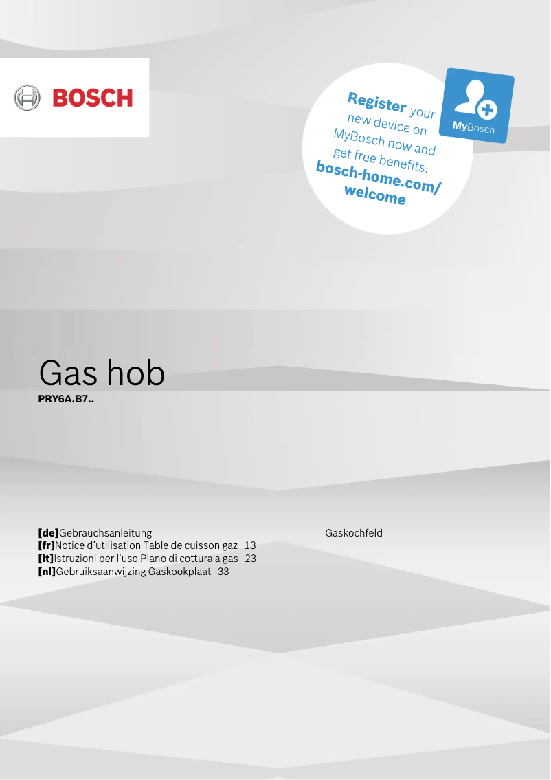 Page 1 de la notice Manuel utilisateur Bosch PRY6A6B70