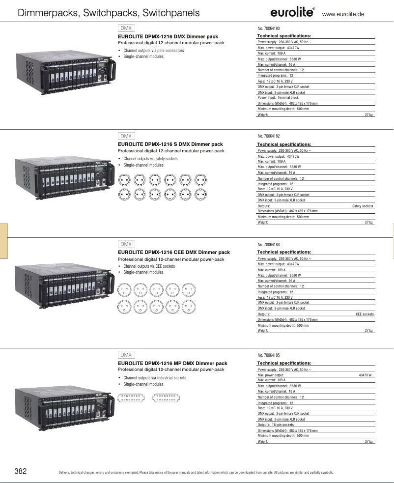 Page 1 de la notice Catalogue Eurolite DPMX-1216 MP