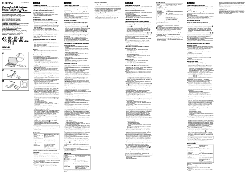 Image de la première page du manuel de l'appareil MRW-G2