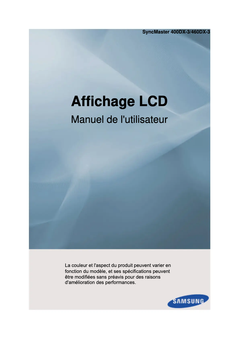 Image de la première page du manuel de l'appareil SyncMaster 460DX-3