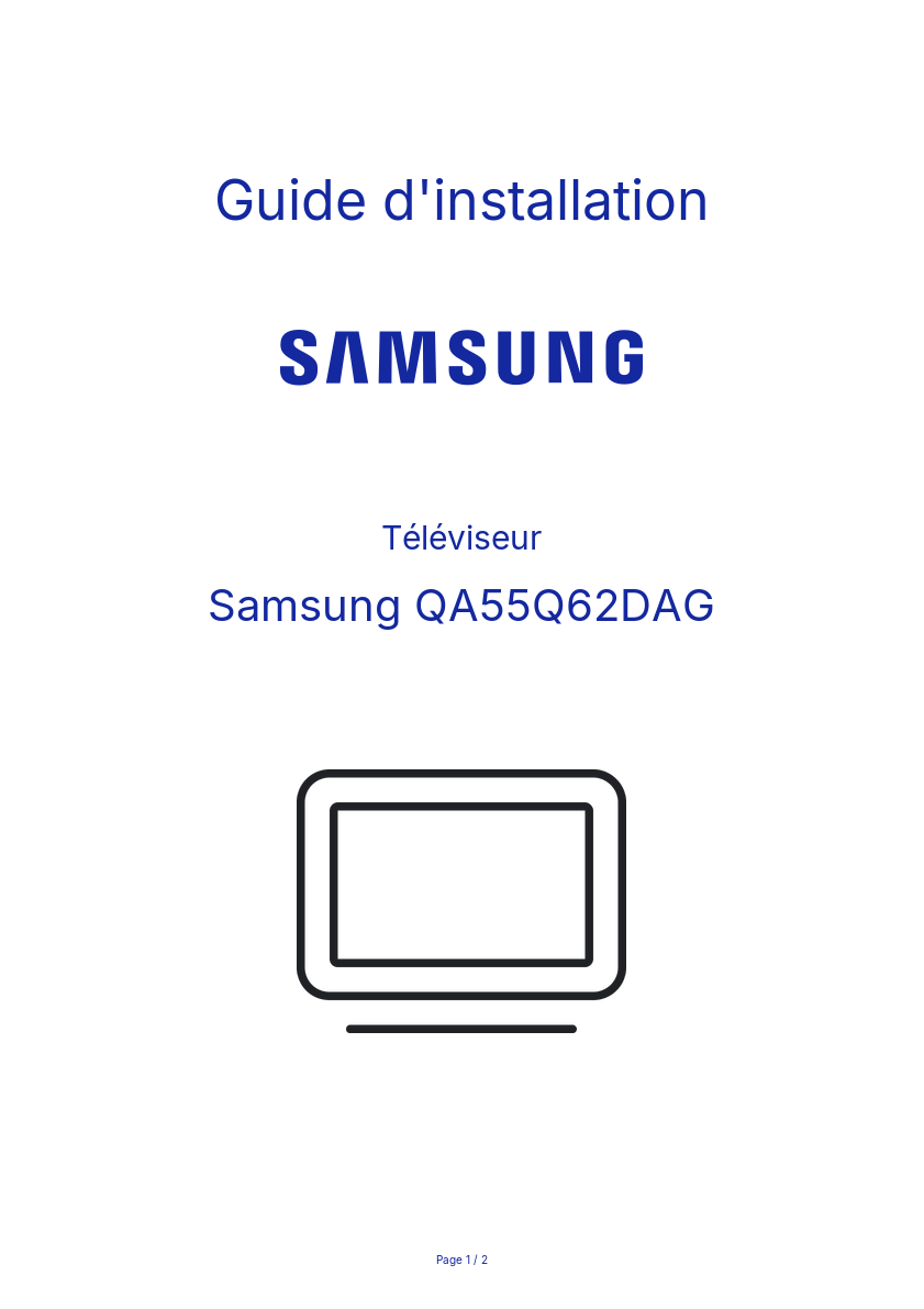 Page n°1 - Guide d'installation Samsung QA55Q62DAG