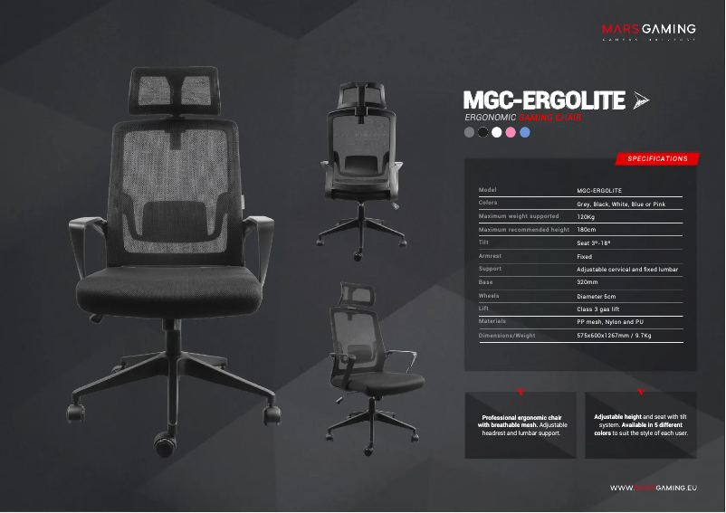 Page n°1 - Fiche technique Mars Gaming MGC-ERGOLITE