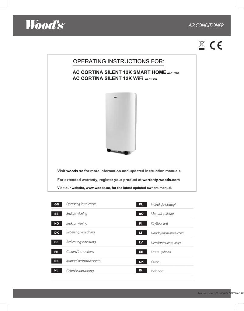 Image de la première page du manuel de l'appareil AC Cortina Silent 12K WiFi