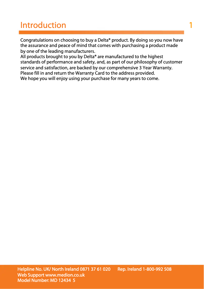 Page n°1 - Manuel utilisateur Medion MD12434