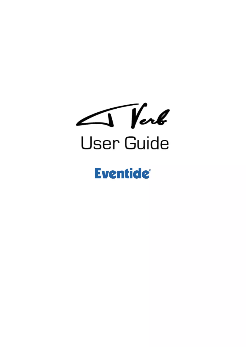 Page 1 de la notice Manuel utilisateur Eventide Tverb