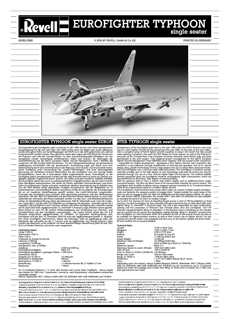 Image de la première page du manuel de l'appareil Eurofighter Typhoon
