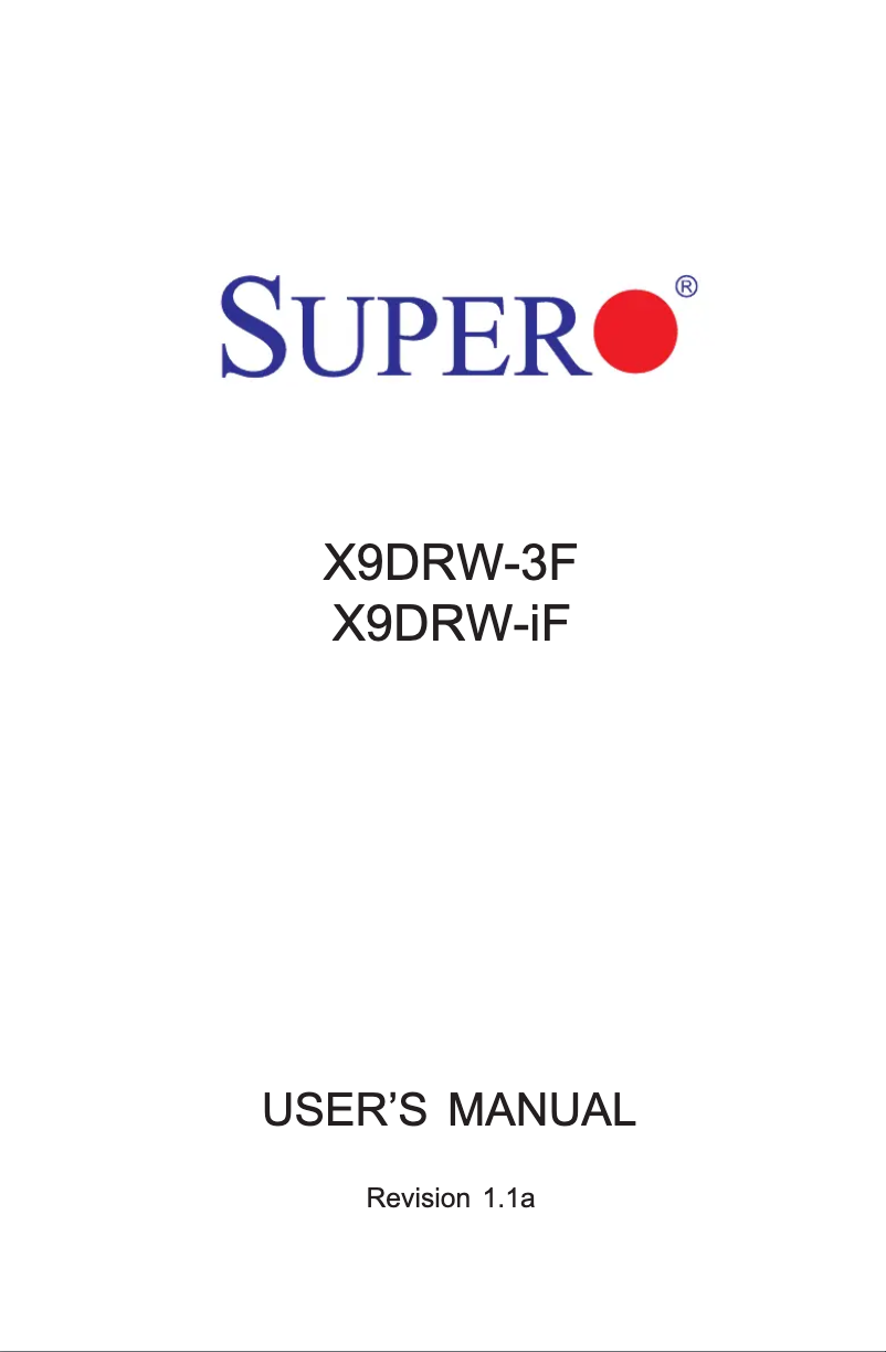 Image de la première page du manuel de l'appareil X9DRW-IF