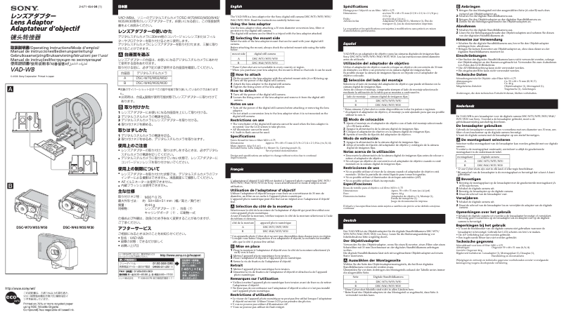 Image de la première page du manuel de l'appareil VAD-WB
