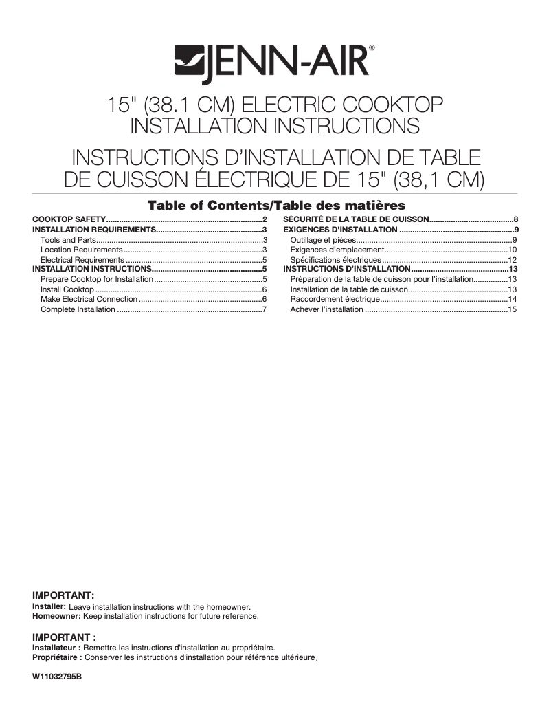 Image de la première page du manuel de l'appareil JEF3115GS
