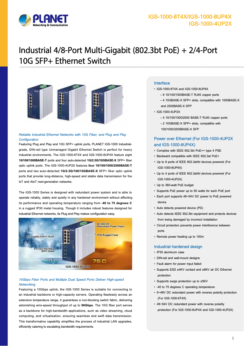 Image de la première page du manuel de l'appareil IGS-1000-8UP4X