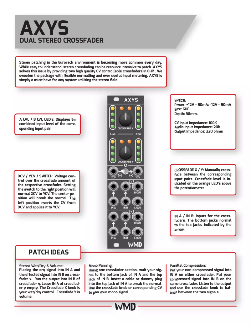 Page n°1 - Manuel utilisateur WMD AXYS