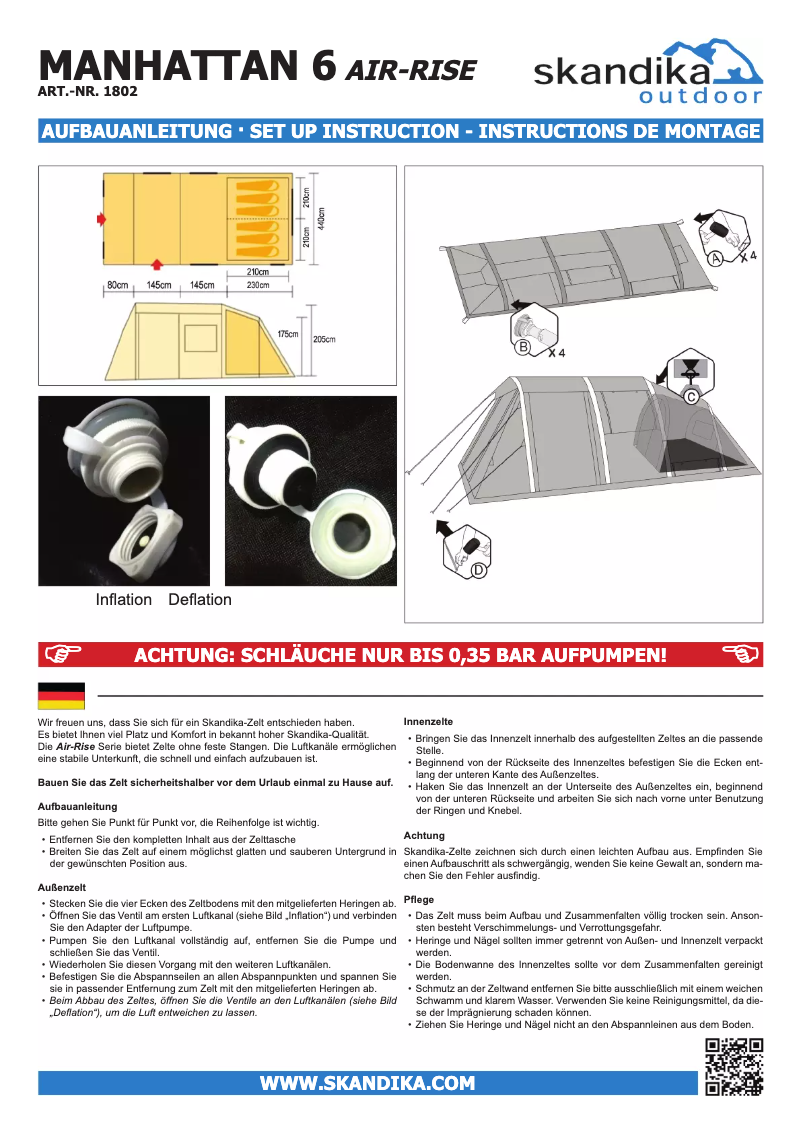 Page 1 de la notice Manuel utilisateur Skandika Manhattan 6