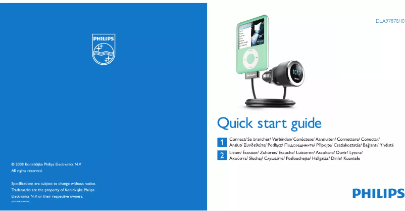 Page 1 of the manual Quick Start Guide Philips DLA97878