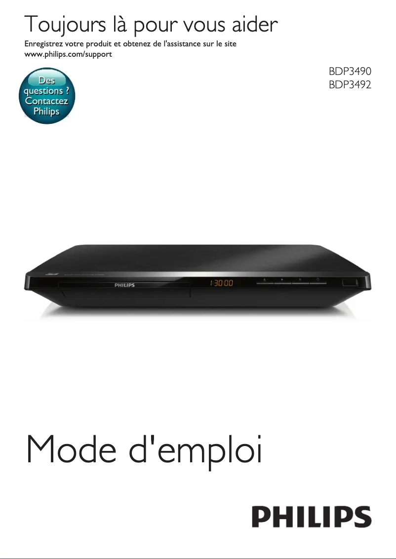 Page 1 de la notice Manuel utilisateur Philips BDP3492