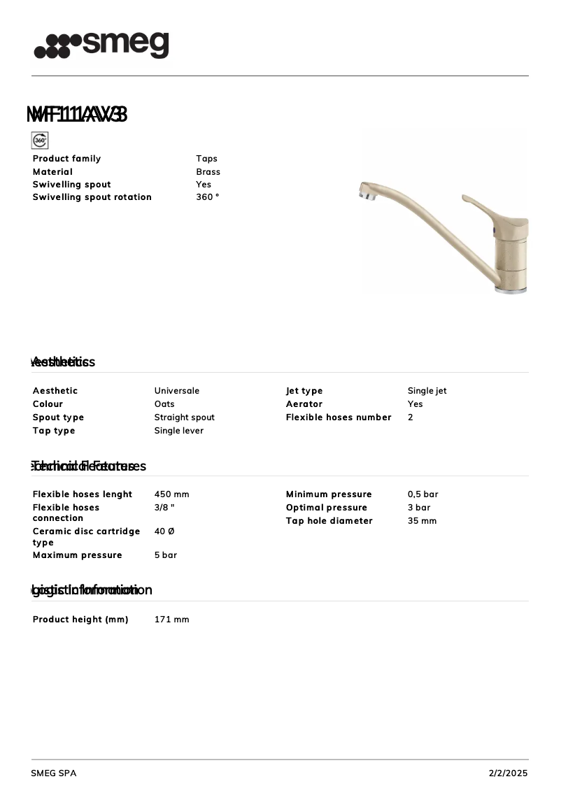 Page 1 de la notice Manuel utilisateur Smeg MF11AV3