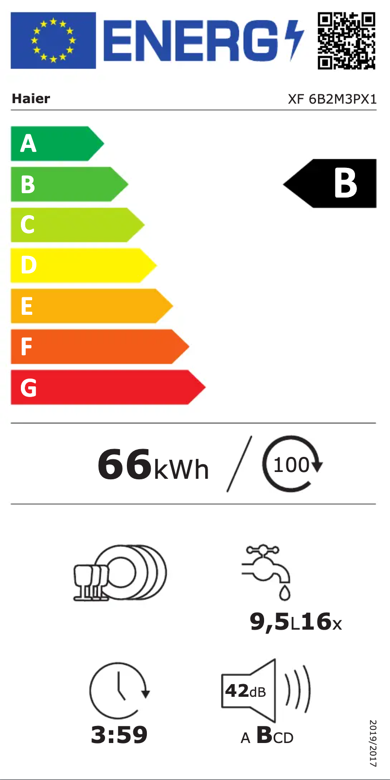Page n°1 - Label énergétique Haier XF 6B2M3PX1