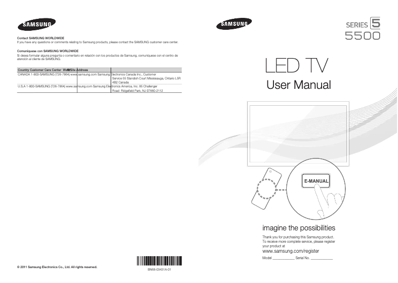 Page 1 de la notice Manuel utilisateur Samsung UN40D5500RF