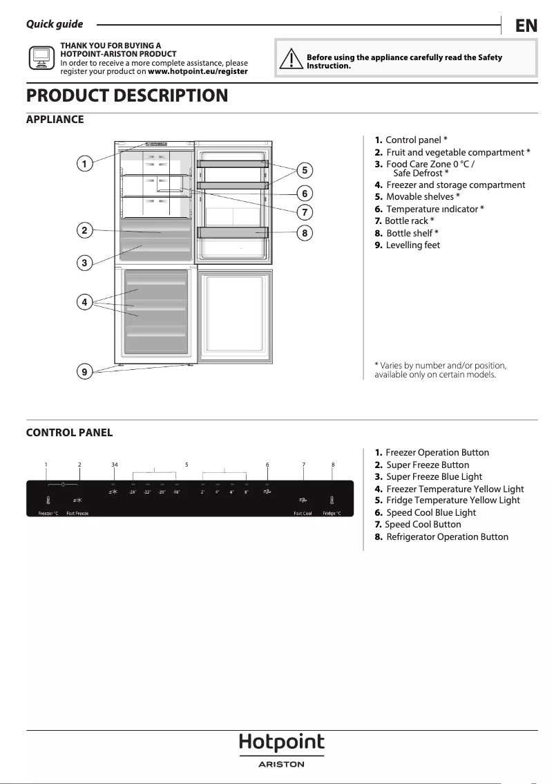 Page n°1 - Manuel utilisateur Hotpoint HA70BI 52 X