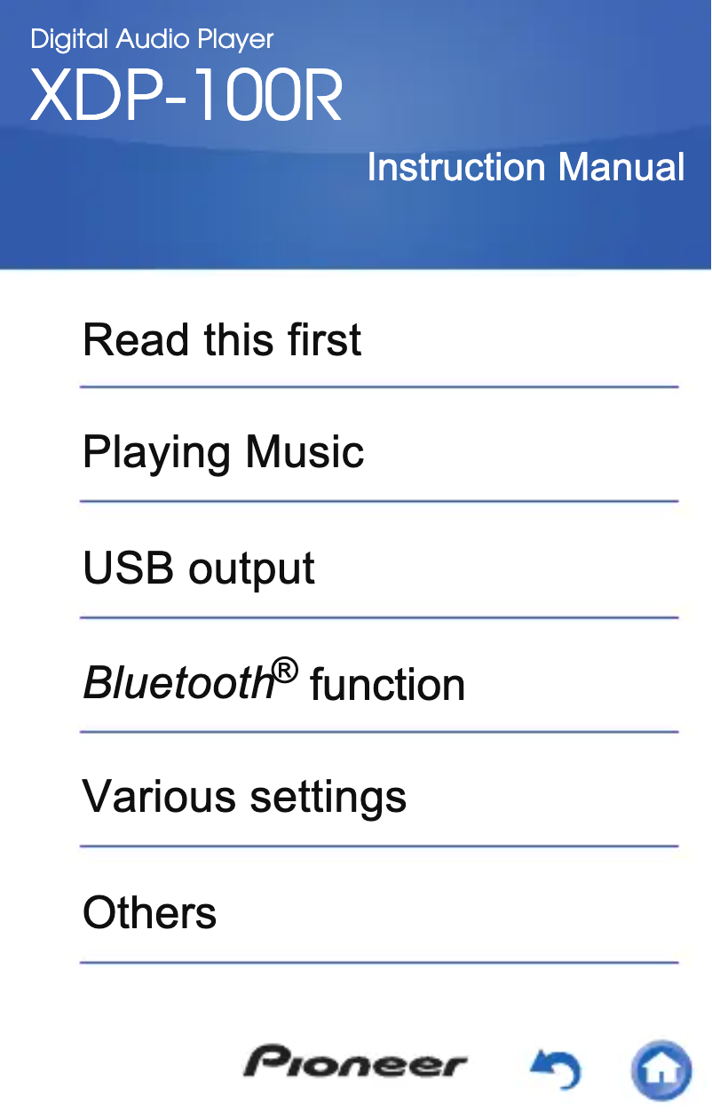 Page 1 de la notice Manuel utilisateur Pioneer XDP-100R