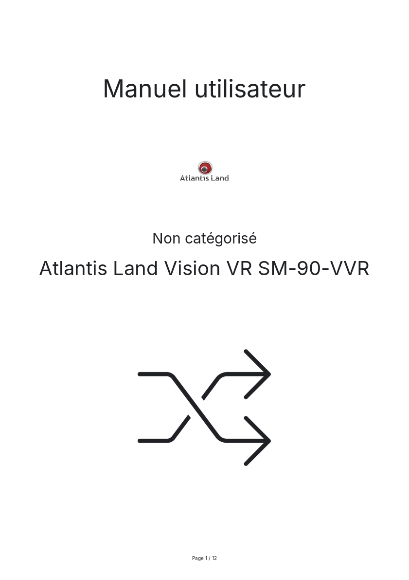 Page n°1 - Manuel utilisateur Atlantis Land Vision VR SM-90-VVR