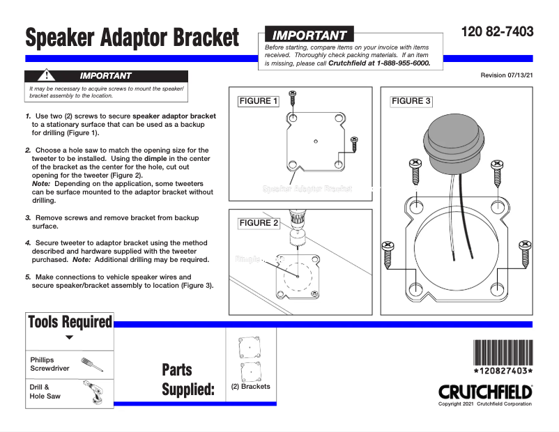 Page n°1 - Manuel utilisateur Metra 82-7403