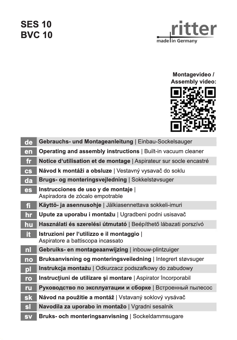 Page n°1 - Manuel utilisateur Ritter SES 10