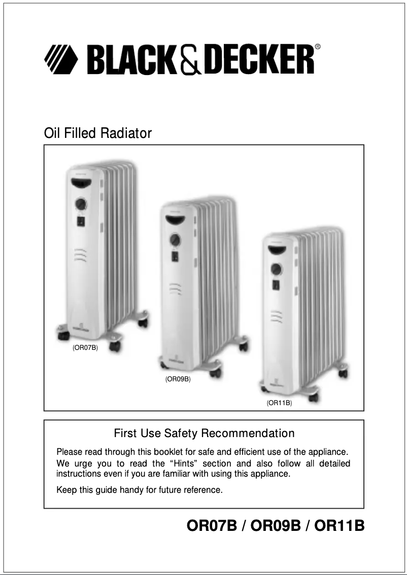 Page 1 de la notice Manuel utilisateur Black & Decker OR09B