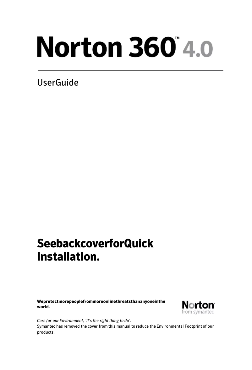 Page 1 de la notice Manuel utilisateur Symantec Norton 360 v4.0 Premier Edition