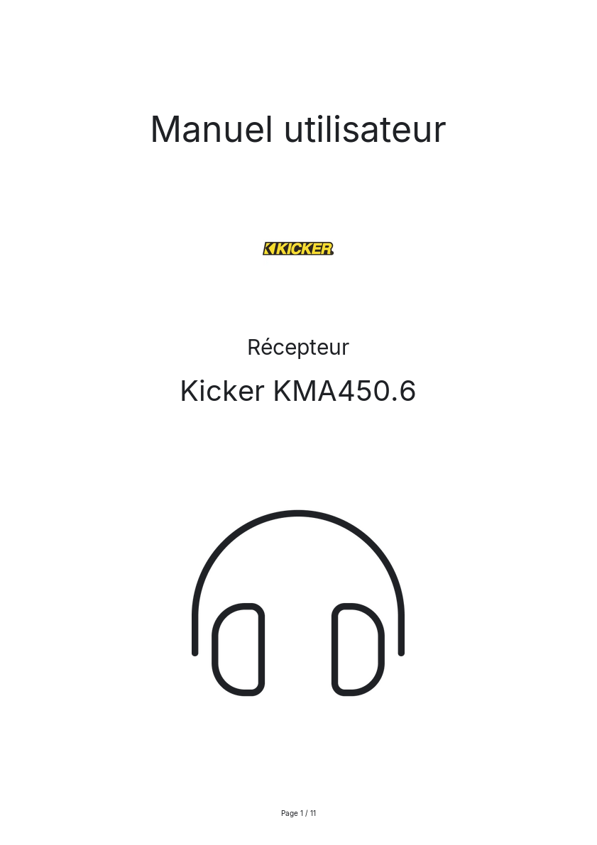 Page n°1 - Manuel utilisateur Kicker KMA450.6