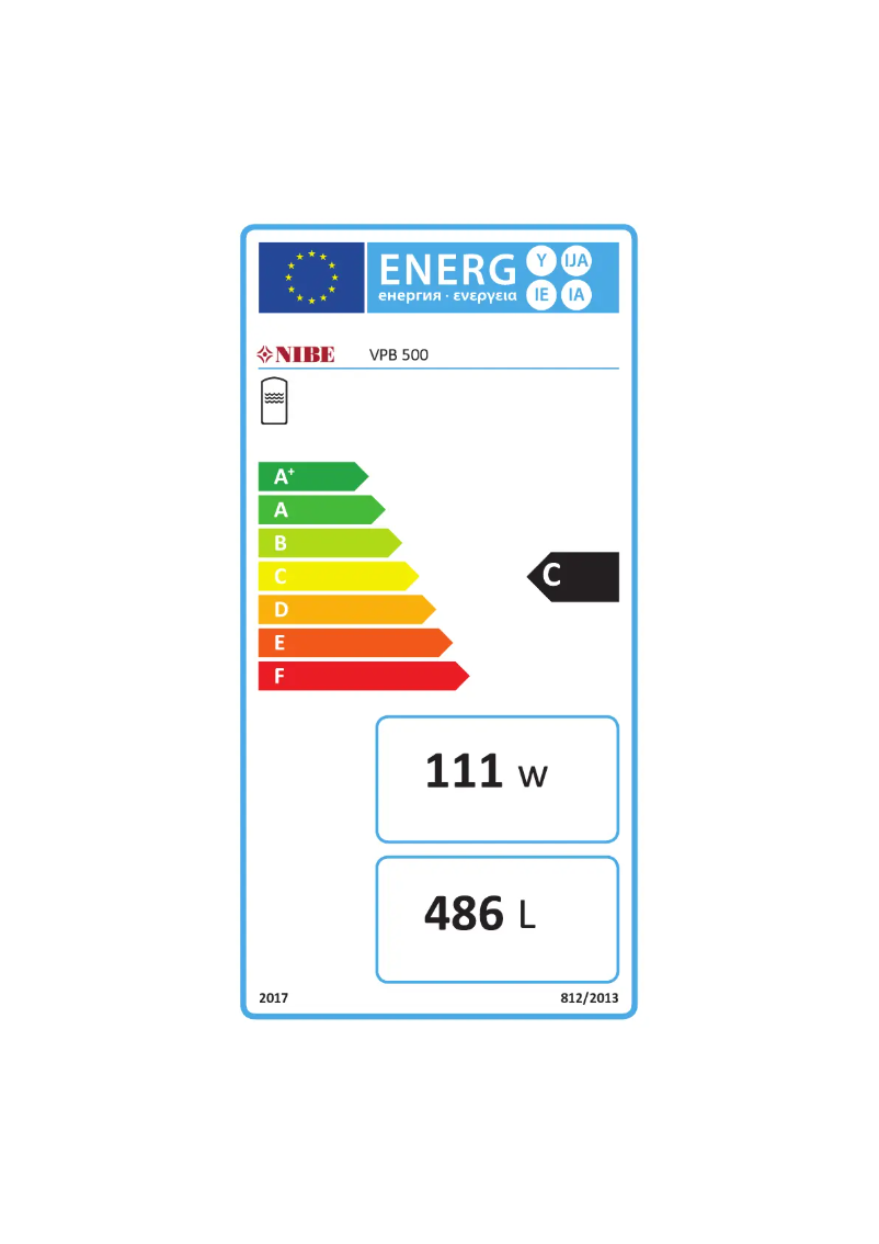 Page 1 de la notice Label énergétique Nibe VPB 750