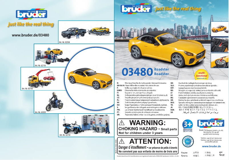Page n°1 - Manuel utilisateur Bruder Roadster 03480