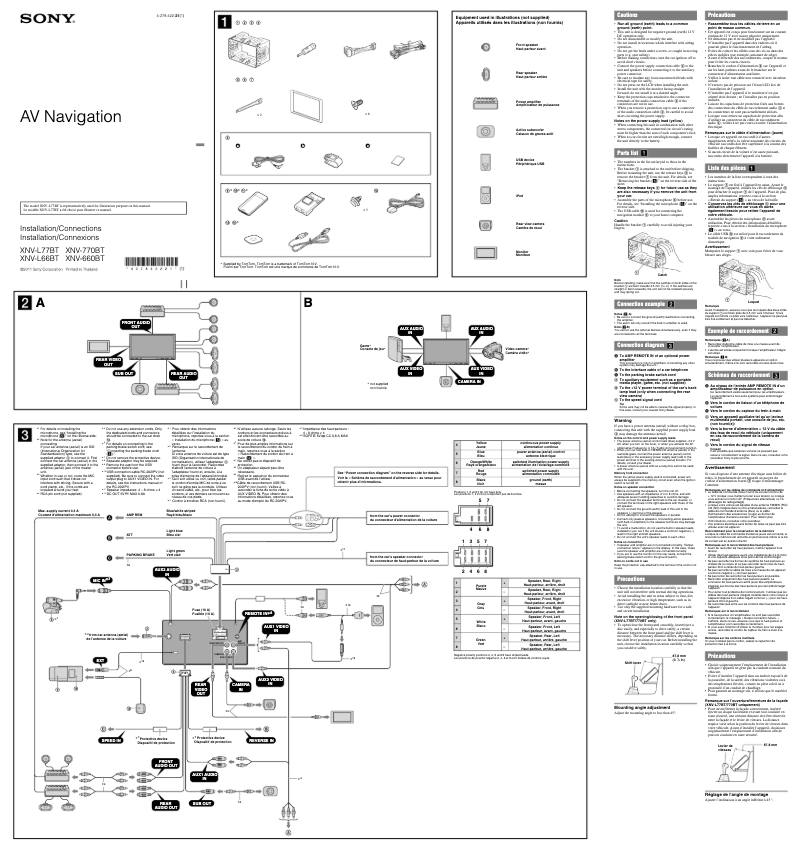 Page 1 de la notice Guide d'installation Sony XNV-L66BT