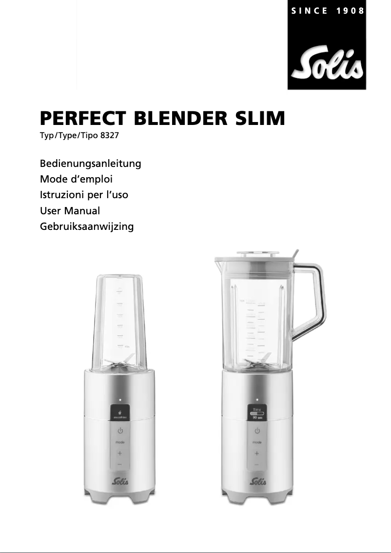Page 1 de la notice Manuel utilisateur Solis Perfect Blender Pro Slim 8327