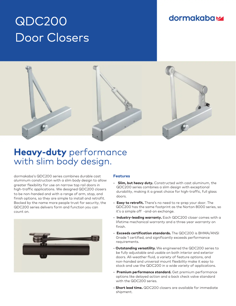 Page 1 de la notice Manuel utilisateur Dormakaba QDC200