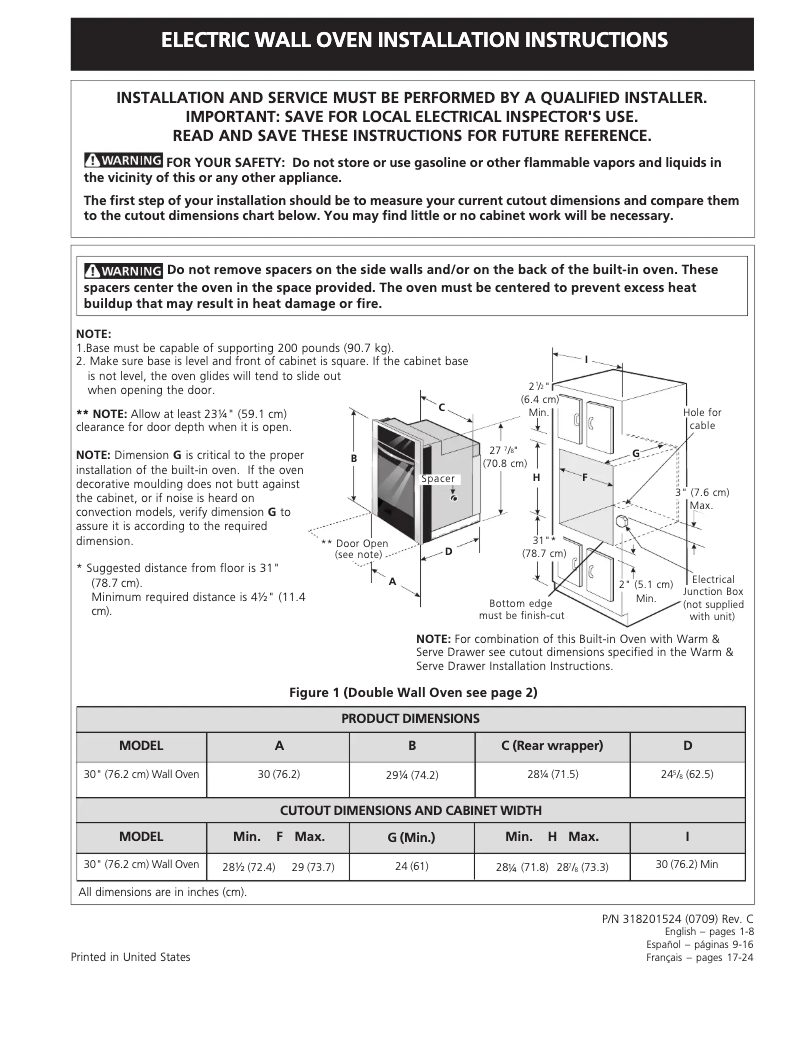 Page 1 de la notice Guide d'installation Electrolux E30EW85PPS