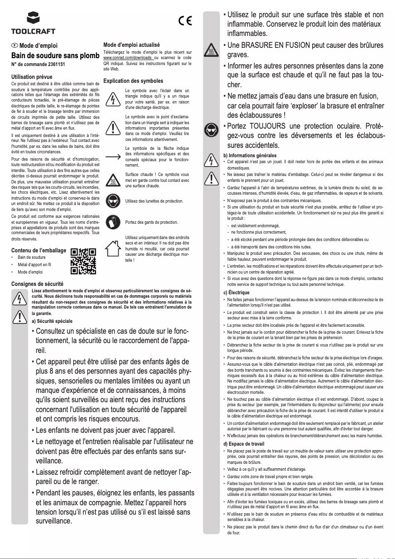 Page n°1 - Manuel utilisateur Toolcraft LTB-911A