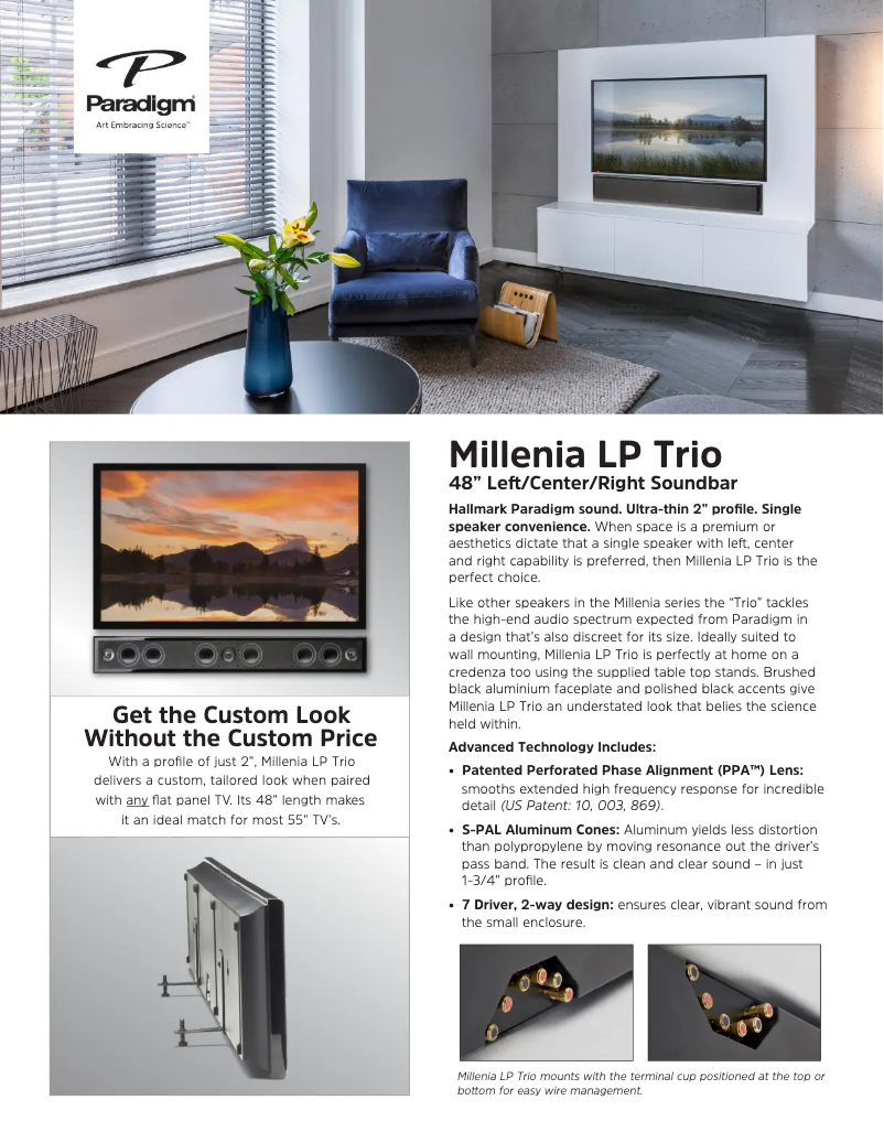 Page 1 de la notice Fiche technique Paradigm Millenia LP Trio