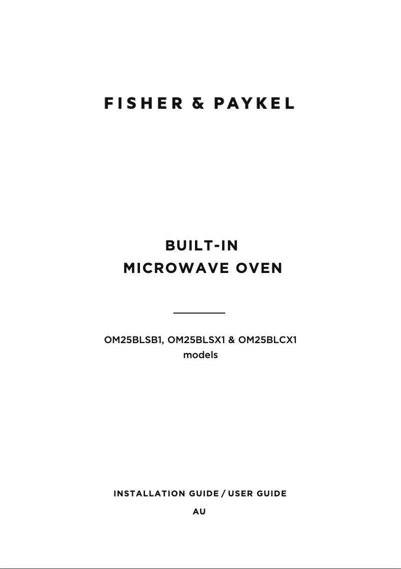 Page n°1 - Guide d'installation Fisher & Paykel OM25BLSX1