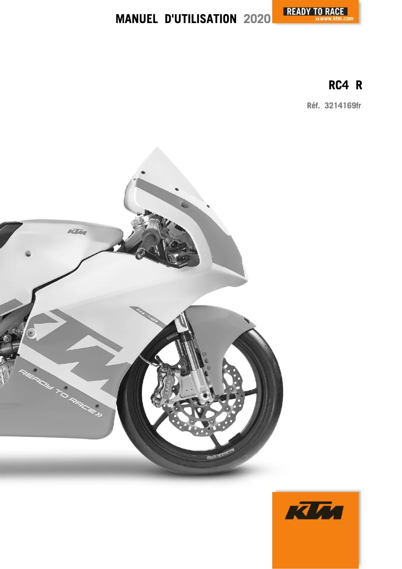 Page 1 de la notice Manuel utilisateur KTM RC 4 R (2020)