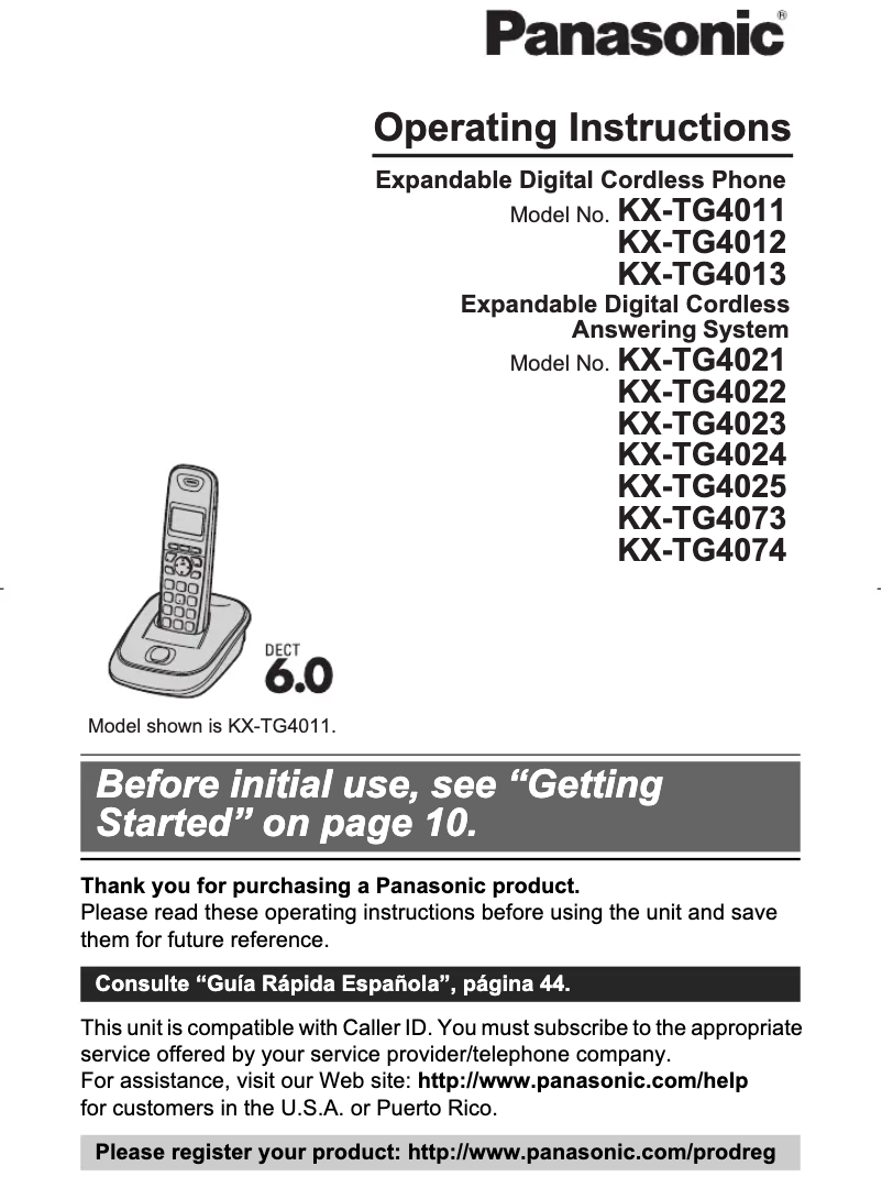 Page n°1 - Manuel utilisateur Panasonic KX-TG4021N