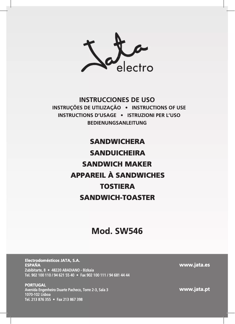 Page n°1 - Manuel utilisateur Jata SW546
