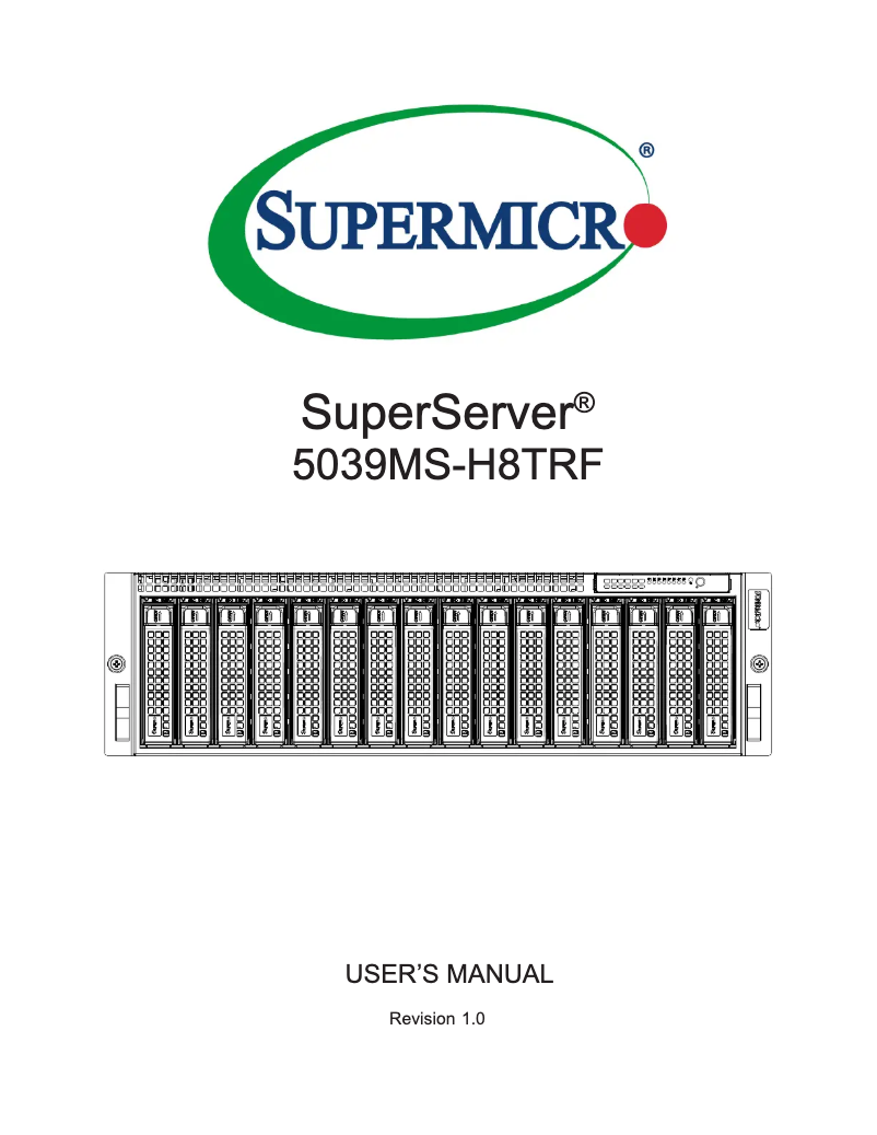 Page 1 de la notice Manuel utilisateur Supermicro SuperServer 5039MS-H8TRF