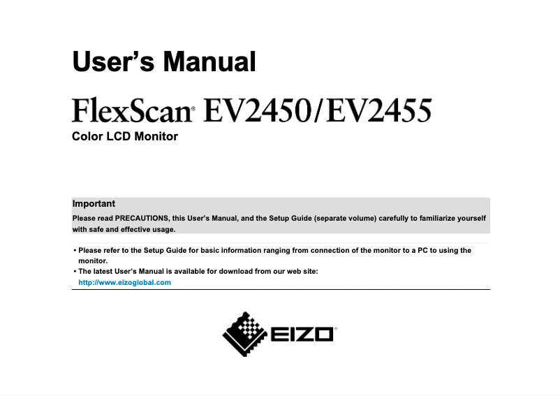 Image de la première page du manuel de l'appareil FlexScan EV2450