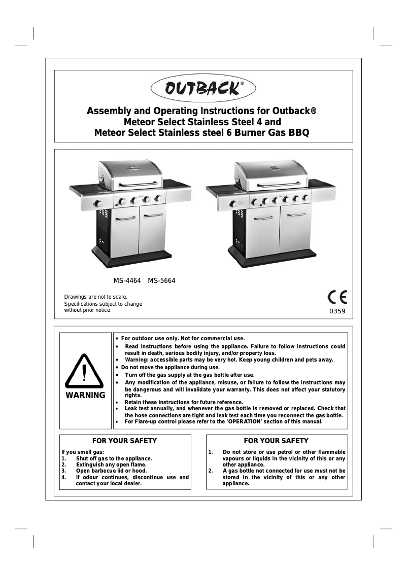 Image de la première page du manuel de l'appareil Meteor Select 6 Burner
