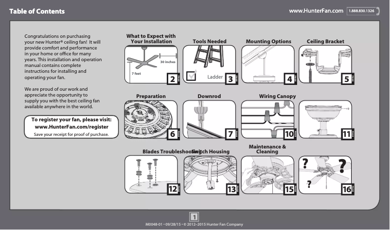 Page 1 de la notice Manuel utilisateur Hunter Hudson 52067