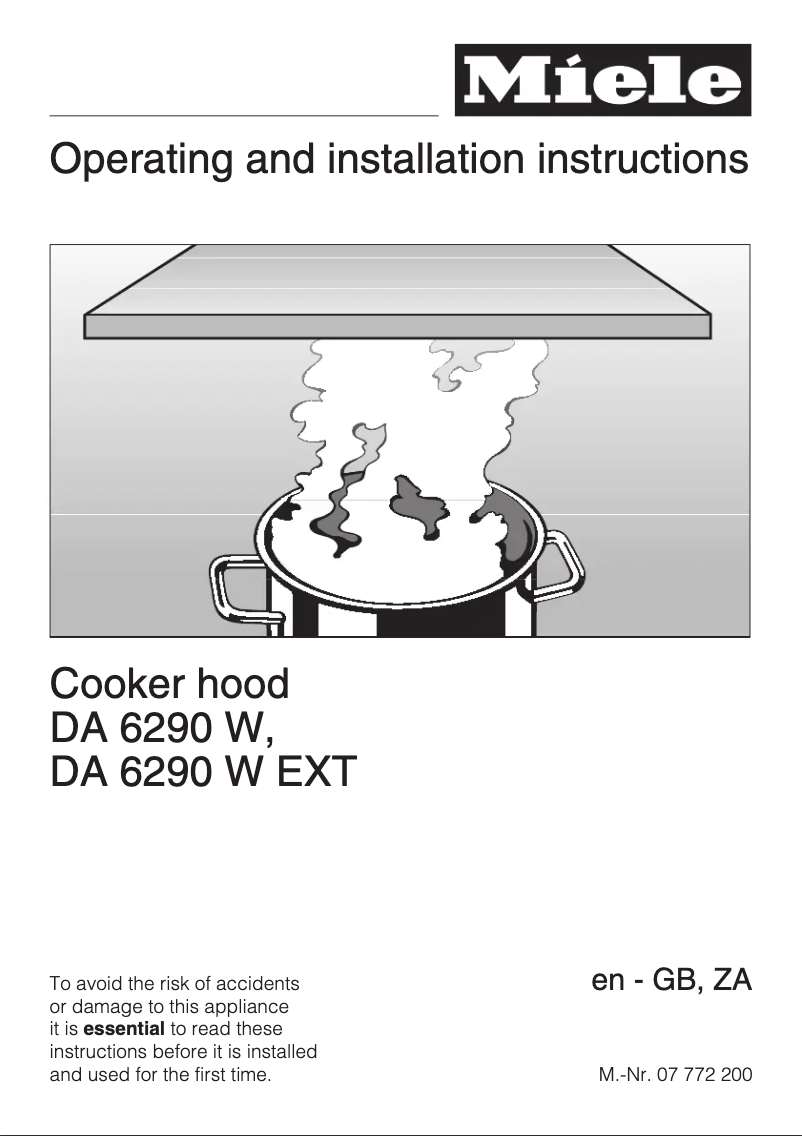 Page 1 de la notice Manuel utilisateur Miele DA 6290 W Ext